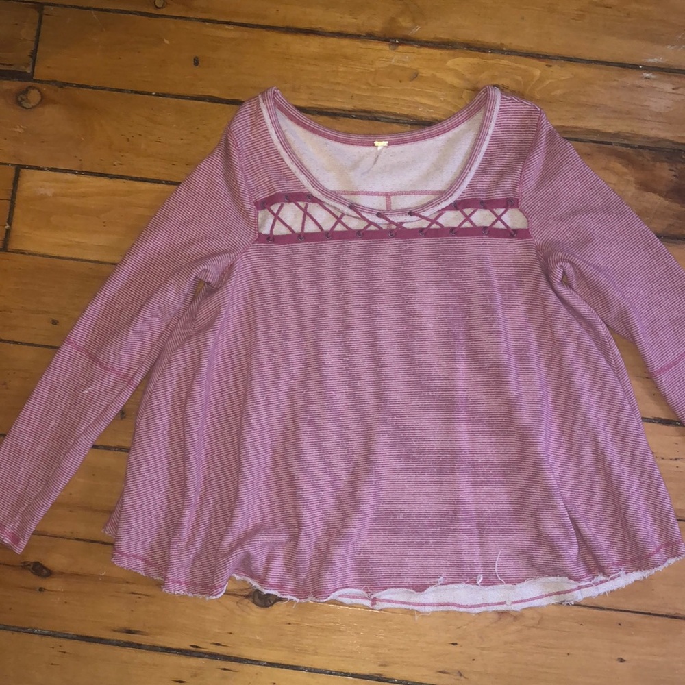 Free People Pink Striped Sweater